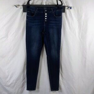 Maurices Women's Blue Button Fly High Rise Y2K Skinny Flex Jeans Size 14W LONG